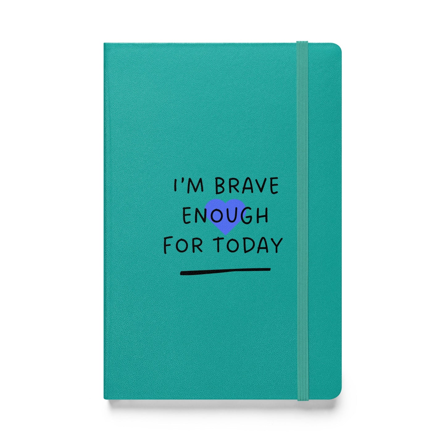 Teal notebook with motivational quote on a white background
