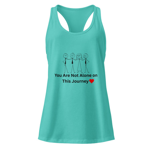 Turquoise tank top with motivational message on a white background