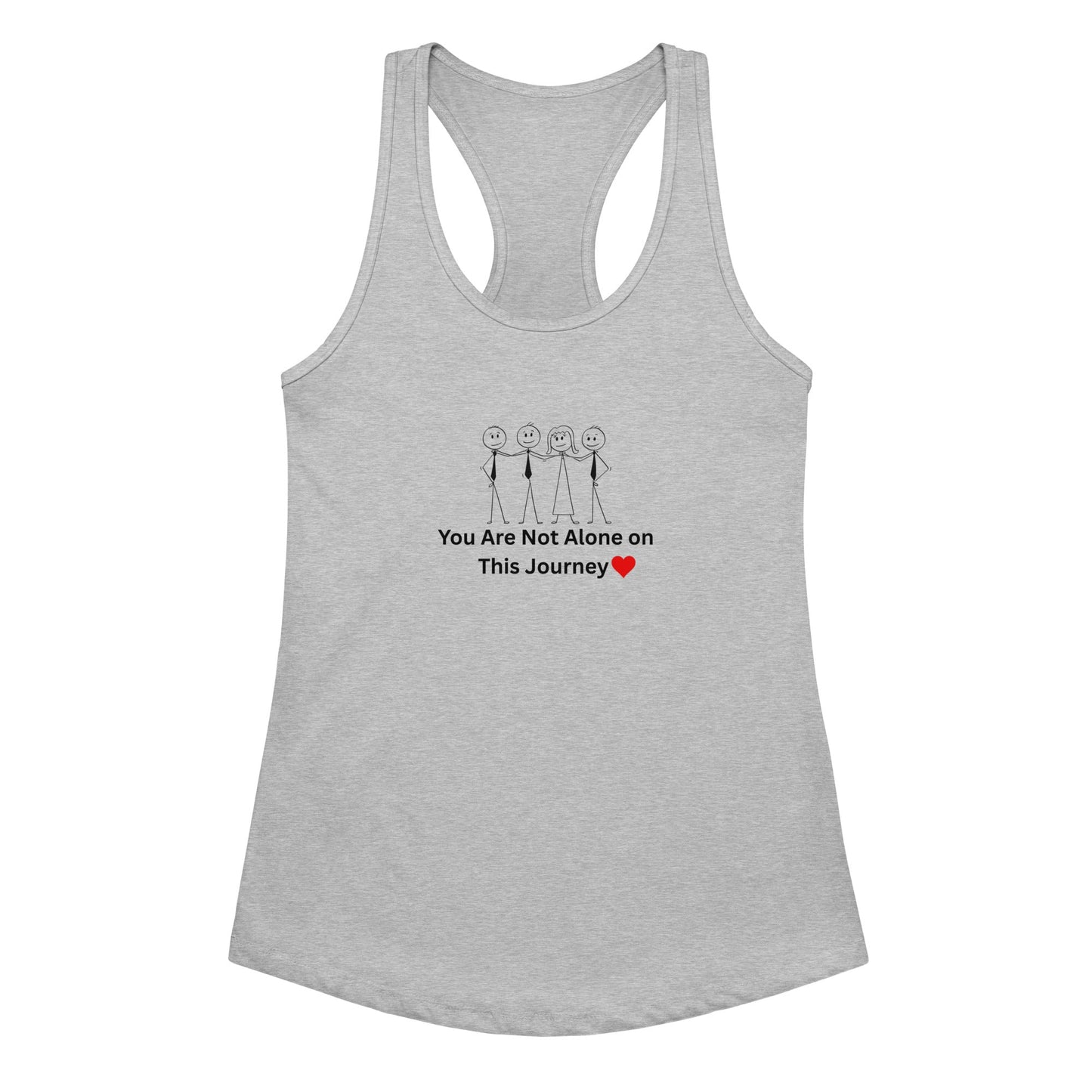 Gray tank top with motivational message and design on a white background