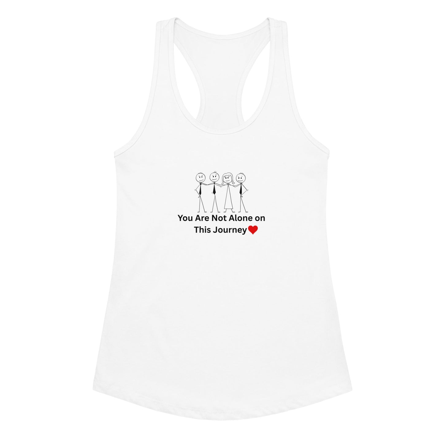 White tank top with motivational message and design on a white background