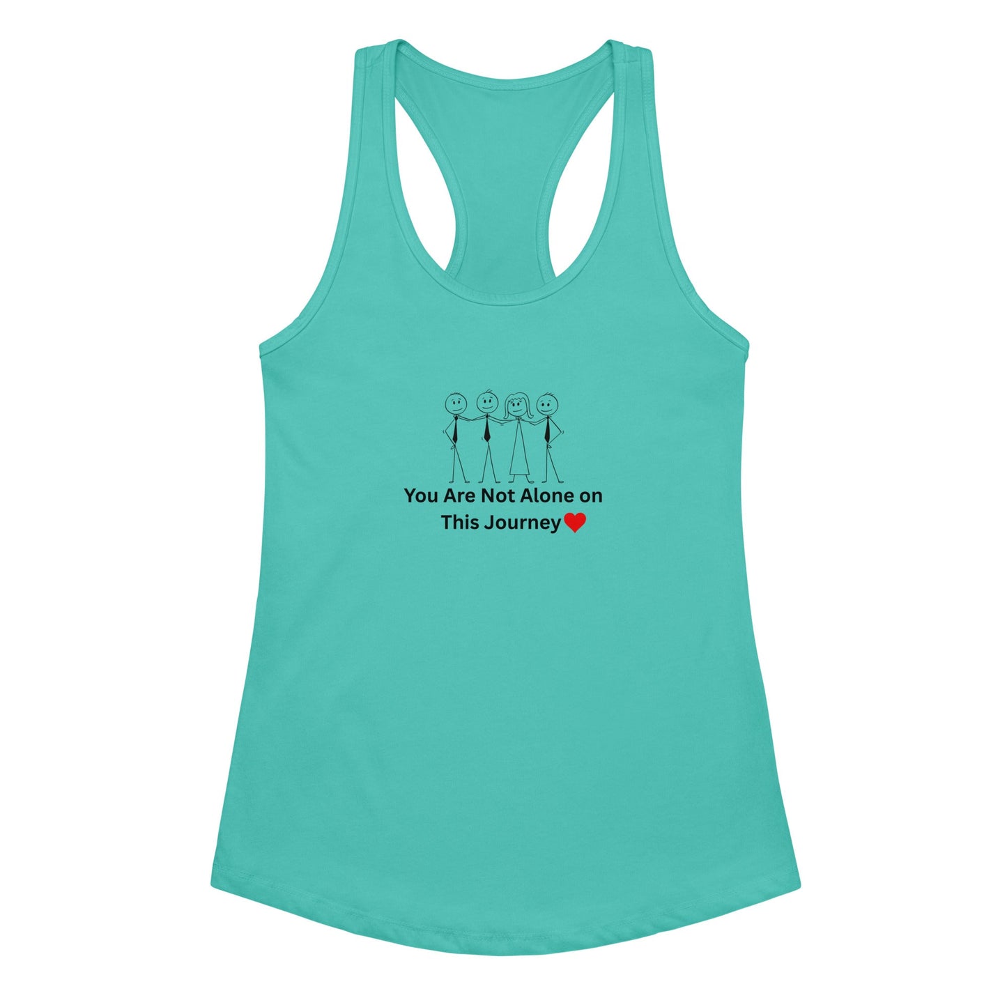 Turquoise tank top with motivational message on a white background